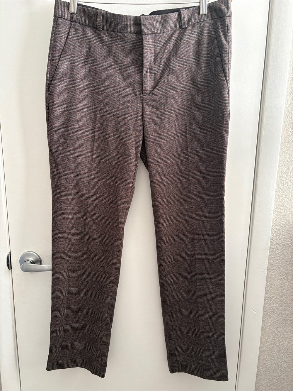 Banana Republic Brown Plaid Career Office Preppy Straight-Leg Pants SZ 12